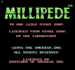 Millipede title screen for NES
